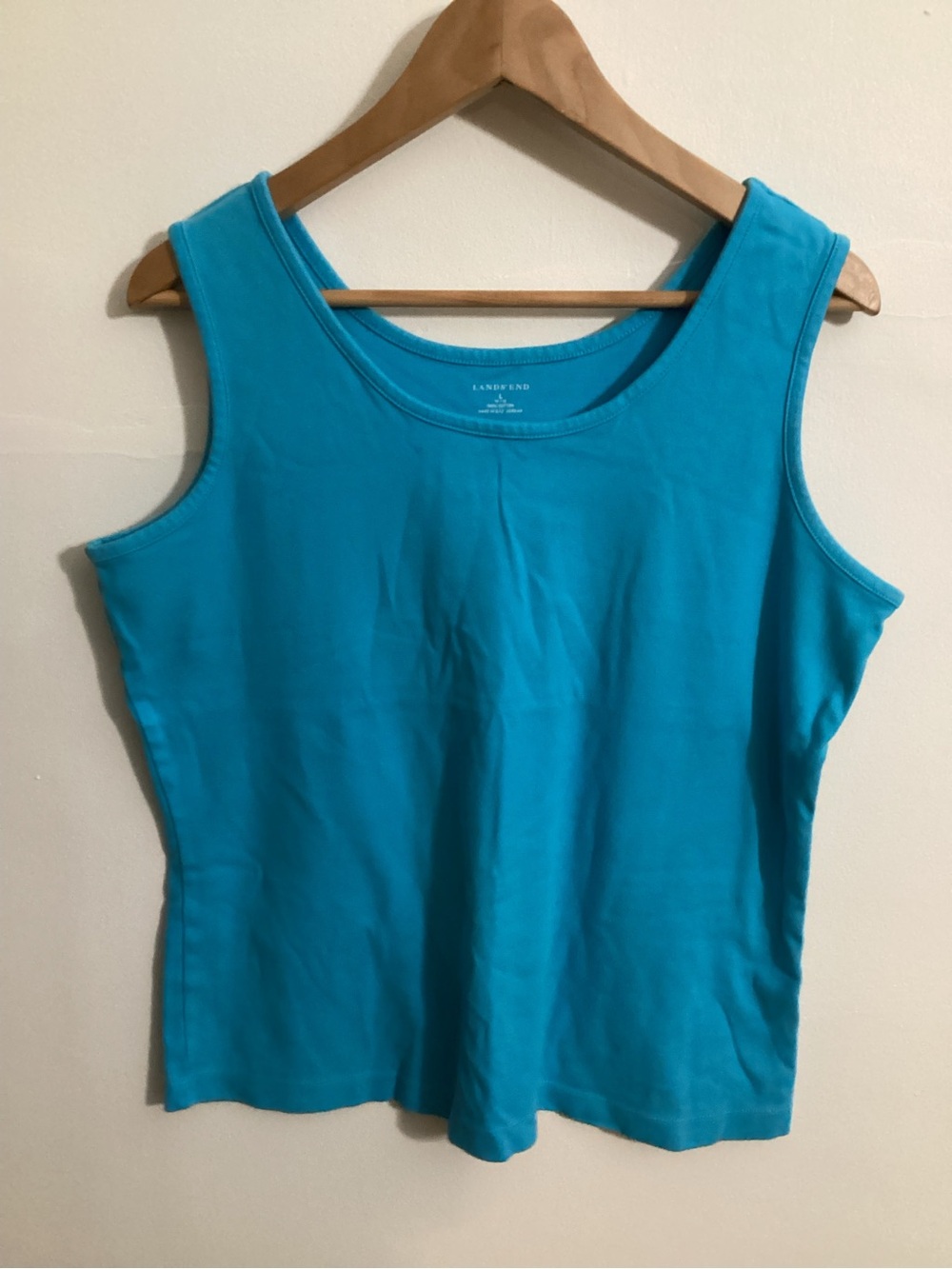 Lands' End Women's Scoop Neck Tank Top - Teal Blue